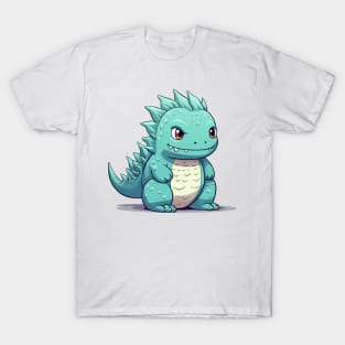 Cute Godzilla happy mood in kawaii cartoon style T-Shirt